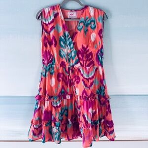 Banjanan Becca Tiered Mini Dress Abstract Boho Multicolor Size XS